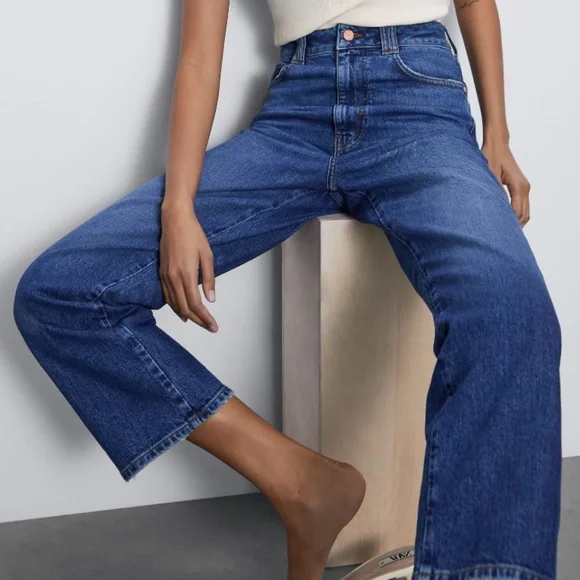 ZARA HIGH RISE VINTAGE SLIM JEANS Mid-Blue - Picture 5 of 11